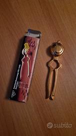 Pinza per champagne spumante vintage dorata 19 cm