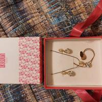 Set girocollo/orecchini argento dorato e cristalli