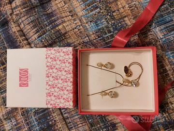 Set girocollo/orecchini argento dorato e cristalli