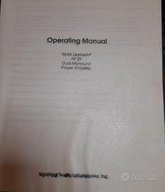 MARK LEVINSON N°29 Amplificatore Manuale