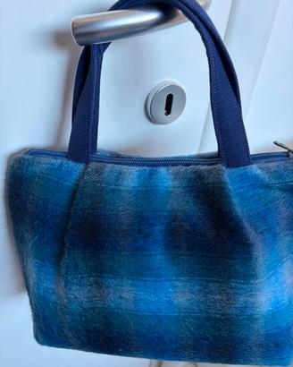 borsa a mano in tessuto d'arredamento scozzese 