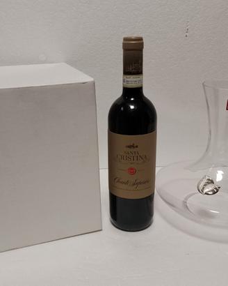 Vino Santa Cristina e Decanter con foglie argento