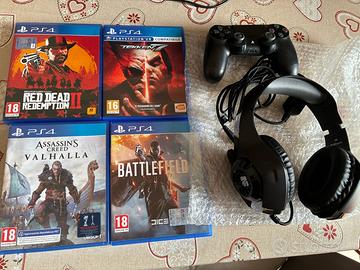 4 giochi Ps4 più cuffie gaming extreme piu pad ps4