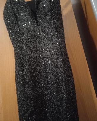 Abito corto nero a paillettes
