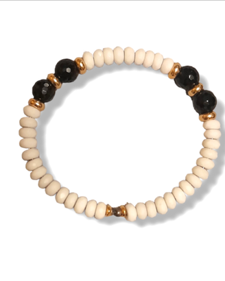 Bracciale oro 18Kt con onice nero e agata NUOVO