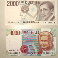 Banconote da 2000 e 1000 lire da collezione