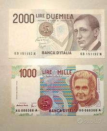 Banconote da 2000 e 1000 lire da collezione
