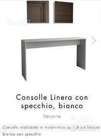 Consolle linera con specchi Decortie colore bianco