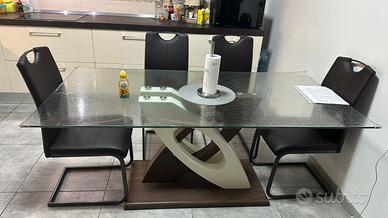 Tavolo cucina vetro legno