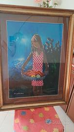 Quadro "Ragazza con aragosta" di Eliano Fantuzzi