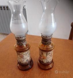 coppia di lumi vintage ad olio 