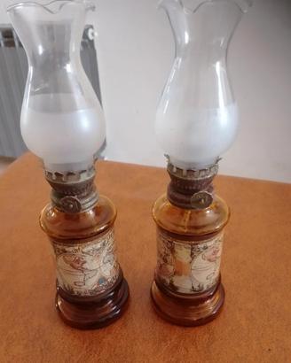 coppia di lumi vintage ad olio 