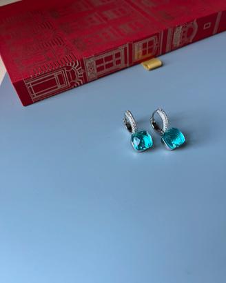 Orecchini stile nudo con cristallo Blue mare