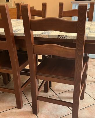 Tavolo con sedie legno massello
