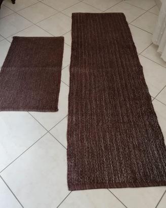 Coppia di tappeti in cotone borgogna chiaro