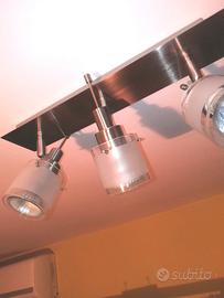 faretto/spot a 3 luci orientabili in acciaio spazz