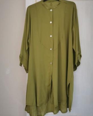 Camicia  lunga verde in viscosa stupenda