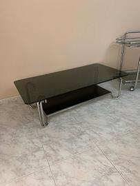 tavolino da caffe' in cristallo e tubolare cromato