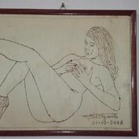 Quadro donna fatto com pirografo