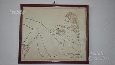 Quadro donna fatto com pirografo