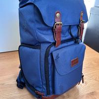 Zaino Fotografico Mantona Luis Retro Blu NUOVO