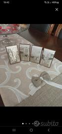 set 4 quadretti argento e legno