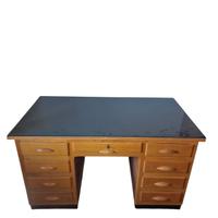 Scrivania vintage anni 50 in legno, ripiano vetro