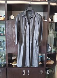 cappotto nero in vera pelle 