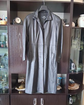 cappotto nero in vera pelle 