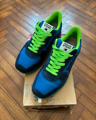 Scarpe Atlantic Stars Uomo Blu/Verde Fluo Pelle 44