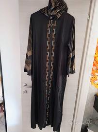 ABITO abaya musulmano nero con cerniera strass e c