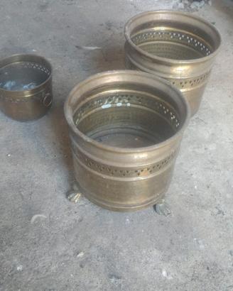 Tris Cachepot Ottone anni '70 Vintage
