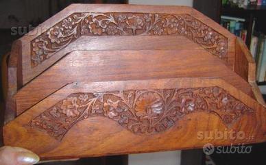 Cofanetti e portalettere intarsiati, scrigno legno