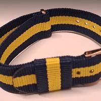 Cinturino Nato RAF 18 mm blue navy/giallo oro rosa