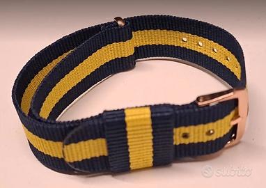 Cinturino Nato RAF 18 mm blue navy/giallo oro rosa