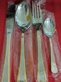 set 4 posate acciaio e oro  nuove ABERT