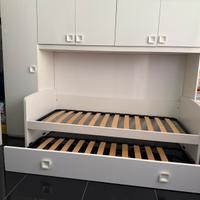 Letto singolo + letto estraibile + 2 materassi