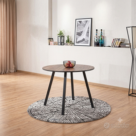 Tavolo da pranzo rotondo 100cm effetto noce - nero