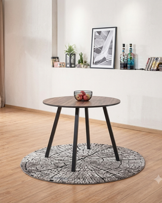 Tavolo da pranzo rotondo 100cm effetto noce - nero