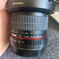 Obiettivo Samyang fisheye 8mm attacco Canon