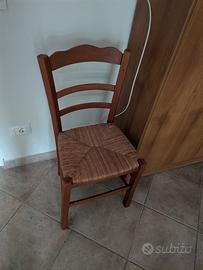 6 sedie paglia legno