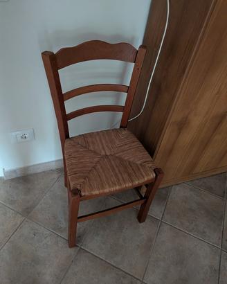 6 sedie paglia legno