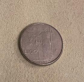 100 LIRE MINI ANNO 1991.