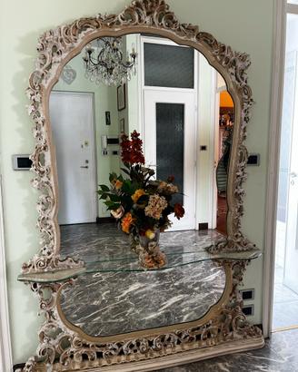 Specchiera Barocca con Mensola in Vetro