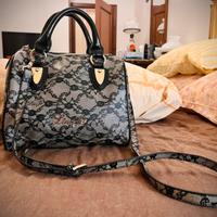 Borsa Liu Jo bege con stampa pizzo nero