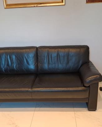 Divano 3 posti nero in vera pelle