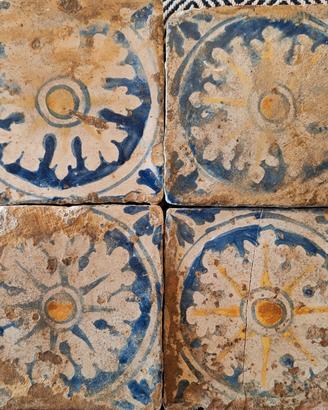 4 mattonelle  ceramica di Caltagirone XVII SEC.