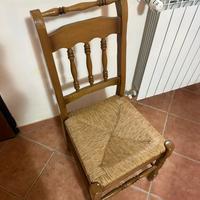 4 sedie in legno con seduta in paglia