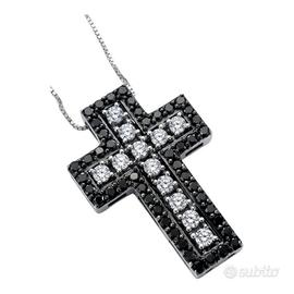 Collana con Croce Oro bianco e Diamanti 18kt-750