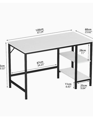Scrivania da ufficio bianca con ripiani (L 120 cm)